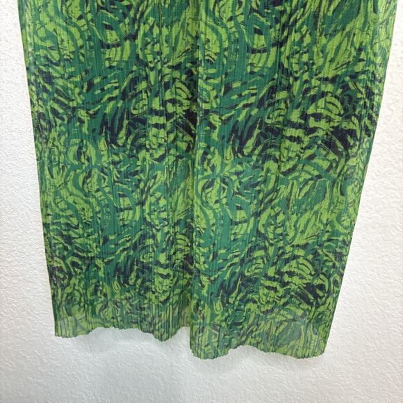 & Other Stories Long Sleeve Pleated Mesh Green Midi Dress S - Picture 6 of 13